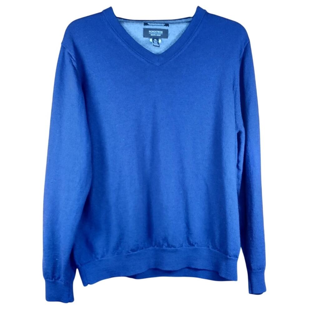 Nordstrom Purple 100% Extra Fine Merino Wool V-Neck Sweater Mens Medium Classic